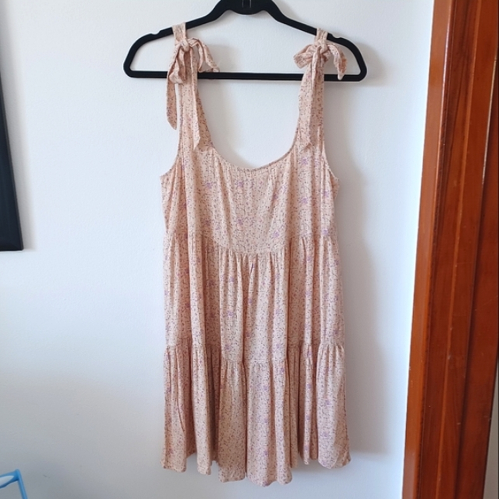 ⛔️SALE PENDING⛔️🆕NWT AE Floral Tie-Strap Babydoll Dress in 'Pink' - Picture 2 of 16